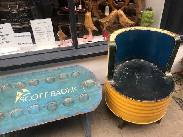 Recycled Scott Bader drums found in Yorkshire antique shop